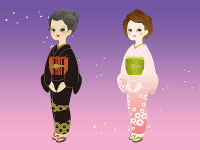 Kimono 2style character design illustration japan kimono vector