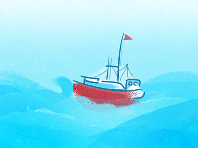 Boat blue boat fish fisherman fishing illustration red water