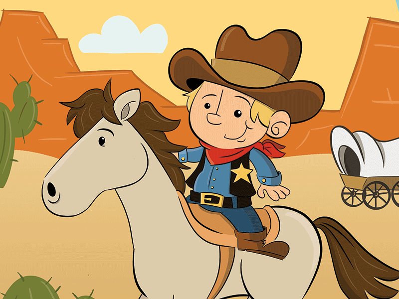 Little Cowboy cartoon character design cowboy illustration old west