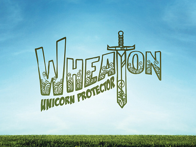 Wheaton - Unicorn Protector logo grass illustration illustrator logo sky sword