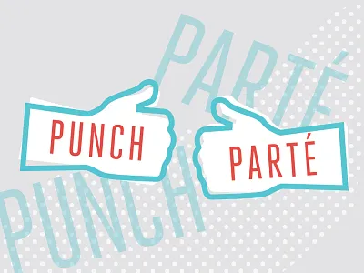 Punch Parté color fists invitation type
