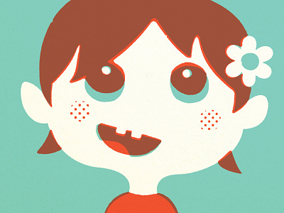 Adora color colour flower girl illustration retro two colour vintage