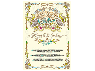 VelVet Club Poster abril april cirobicudo illustrations letterng spain velvetclub