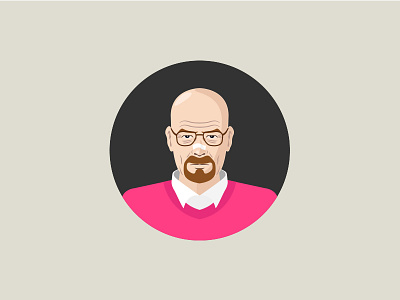 Walter White avatar breaking bad character drama face flat icon illustration man portrait vector walter white