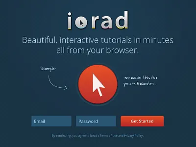 Iorad Landing Page home landing landing page login marketing page register sample