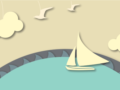 Sea boat illustration ocean paper sea vector