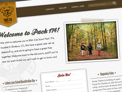 Cub Scout Site Home Page vintage website