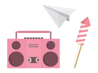 Summer icons, p.1 audio flat icons paper plane rocket summer