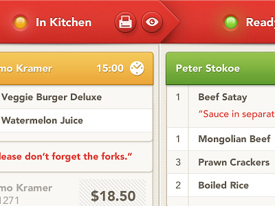 Restaurant POS UI app beverage drinks food items kitchen menu order price process restaurant software status total ui ux