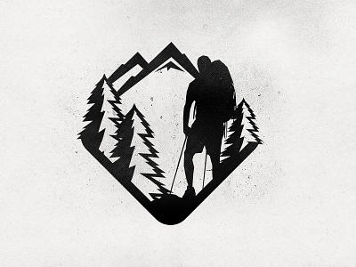 Hiker Icon black forest grunge hiker mountains trees white