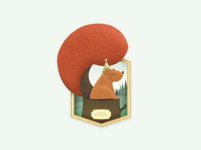 Squirrel Bday birthday illustration partyhat squirrel