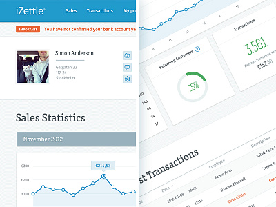 iZettle Dashboard clean dashboard data graphs izettle portal profile simple statistics web