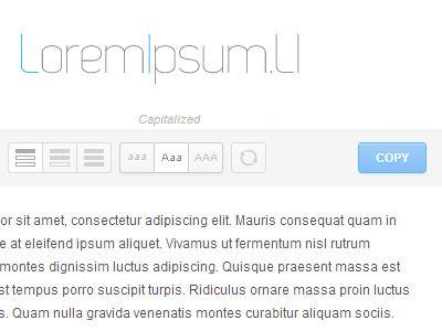 Lorem Ipsum Generator blue button buttons clean controls lorem ipsum minimalist options website