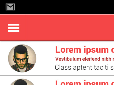 ActionBar actionbar android flat list menu menu button nicolas ciotti red ui white