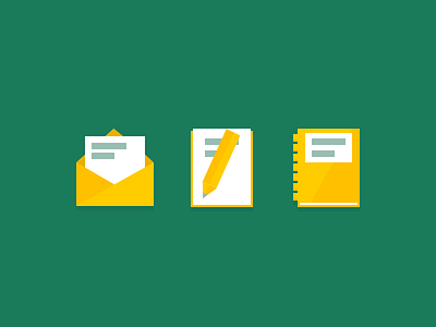 Flat Icons blog flat green icons mail portfolio yellow