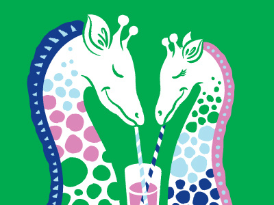 Cherry Shake cherries fruit giraffe help ink illustration love milkshake spots