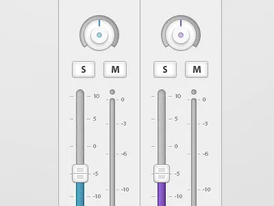 Mixer Elements audio button elements interface knob levels light mixer slider ui
