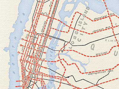 Colouring - Planned Subway Expansion, NYC, 1920 cartography colouring map new york photoshop