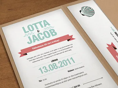 Wedding invites illustration invites marine ribbon sea shell typography wedding