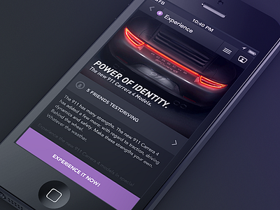 Testdrive app car custom dark design drive flat iphone porsche testdrive ui ux