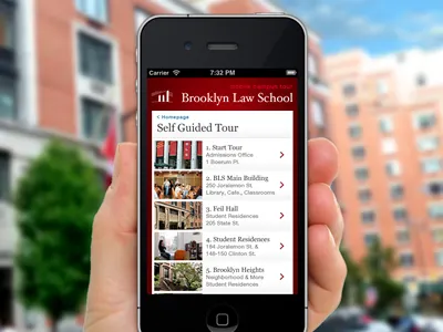 B.L.S. Mobile Tour app college edu education higher ed iphone mobile school self guided tour smartphone tour ui university ux walking tour