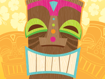 Tiki Head hawaii illustration luau tiki