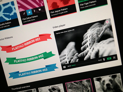 Flatpad Ribbons WIP buttons design flat interface menu navigation ribbons stats thumbs user video