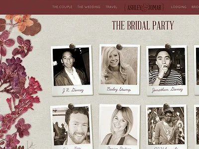 Wedding Party bridal party burlap maroon napa pins polaroid web design wedding