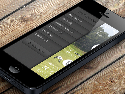 Golf Weather Menu app design icons ios ui ux