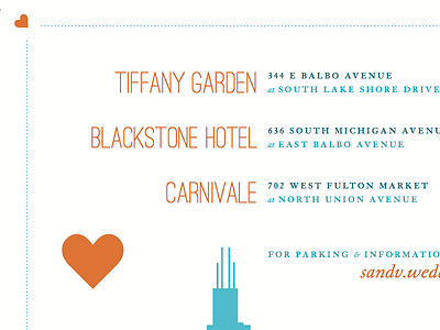 Better colors granjon invitation orange ostrich post card skyline teal wedding