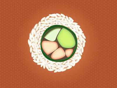 A noisy little sushi... avocado california roll crab cucumber food graphics hungry illustrator japanese raw fish rice sushi sushi roll