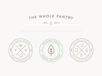 Icons & Type (First Draft) badge brown circle clean earthy emblem food green icon icons kitchen leaf light bulb logo mark marks minimalist pantry retro simple type typography vintage web word mark wordmark