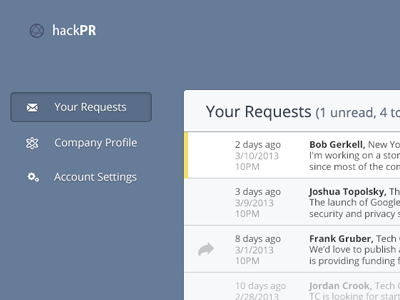Startup Requests dashboard futura hackpr proxima nova