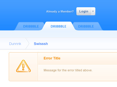 Tabbed Navigation breadcrumbs button error login navigation notification tabs trail