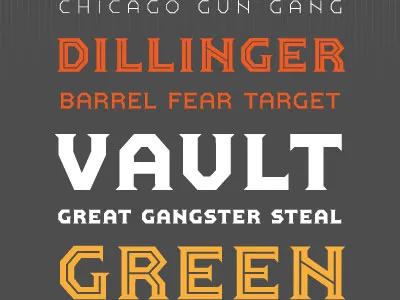 FF Pullman Type Sample bold dillinger ff pullman gangster type type sample vintage