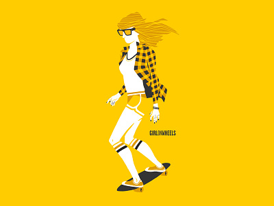 Girl on wheels girl hipster illustration lawerta longboard skate