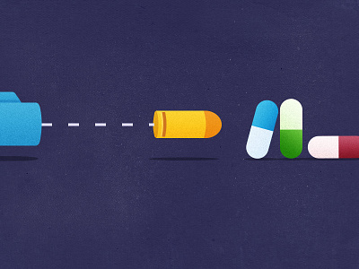 Biu... bullet cover dark drug gun illustration pill
