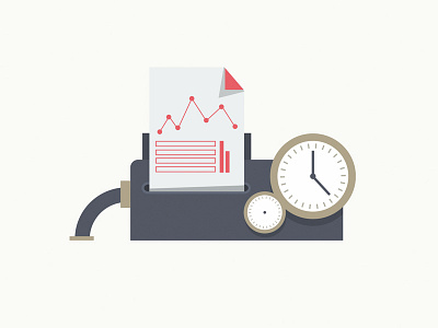 Measurement and reporting machine design flat illustration machine reporting