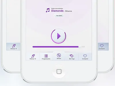 Music iOS App app buttons development interface ios iphone last loading menu music pause play share song stream tag song tags ui volume