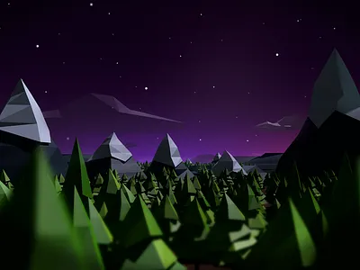 Night Forest 3d cinema 4d forest low poly lowpoly moon night photoshop postproduction space stars