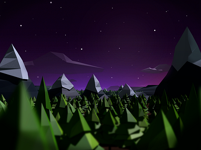 Night Forest 3d cinema 4d forest low poly lowpoly moon night photoshop postproduction space stars