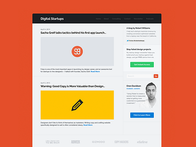 Digital Startups Blog blog custom personal theme wordpress wp