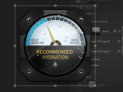 Hydration meter dark drops gauge meter military screws ui water