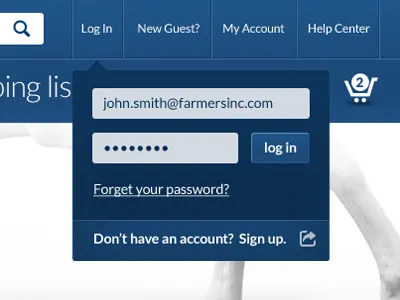 User Login Drop Down drop down e commerce forms sign in tool tip ui