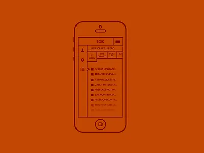 BOK app stylized wireframe app mobile native red ui ux wireframe