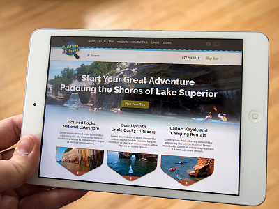 Outfitter Website Mockup canoe design elegant seagulls kayaking outdoors raleway responsive web web design website