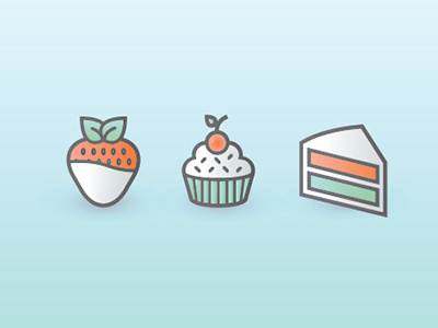 Delicious! bake bakery cake cherry cupcake dessert gradient icon shading shadow slice strawberry sweet