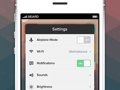 iOS Settings clean color design flat iloveyourface ios iphone mobile photoshop settings