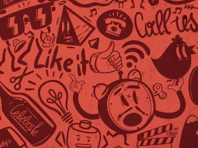 Agency life characters melon mural wall