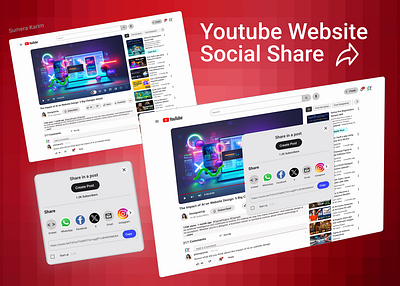 DailyUI 10 | SOCIAL SHARE (YOUTUBE WEBSITE) daily ui dailyui dailyuichallenge designchallenge figma productdesign social share socialshare ui ui ux uidesign uiuxdesign userexerpience userinterface ux ux ui webdesign website youtube youtubeui